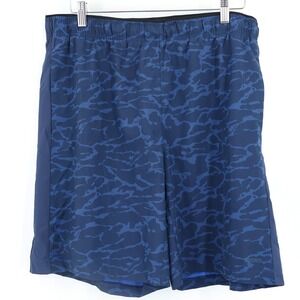 SKORA Quick Dry Athletic Shorts Lined Men XL Blue Camo Gym Workout Athletic